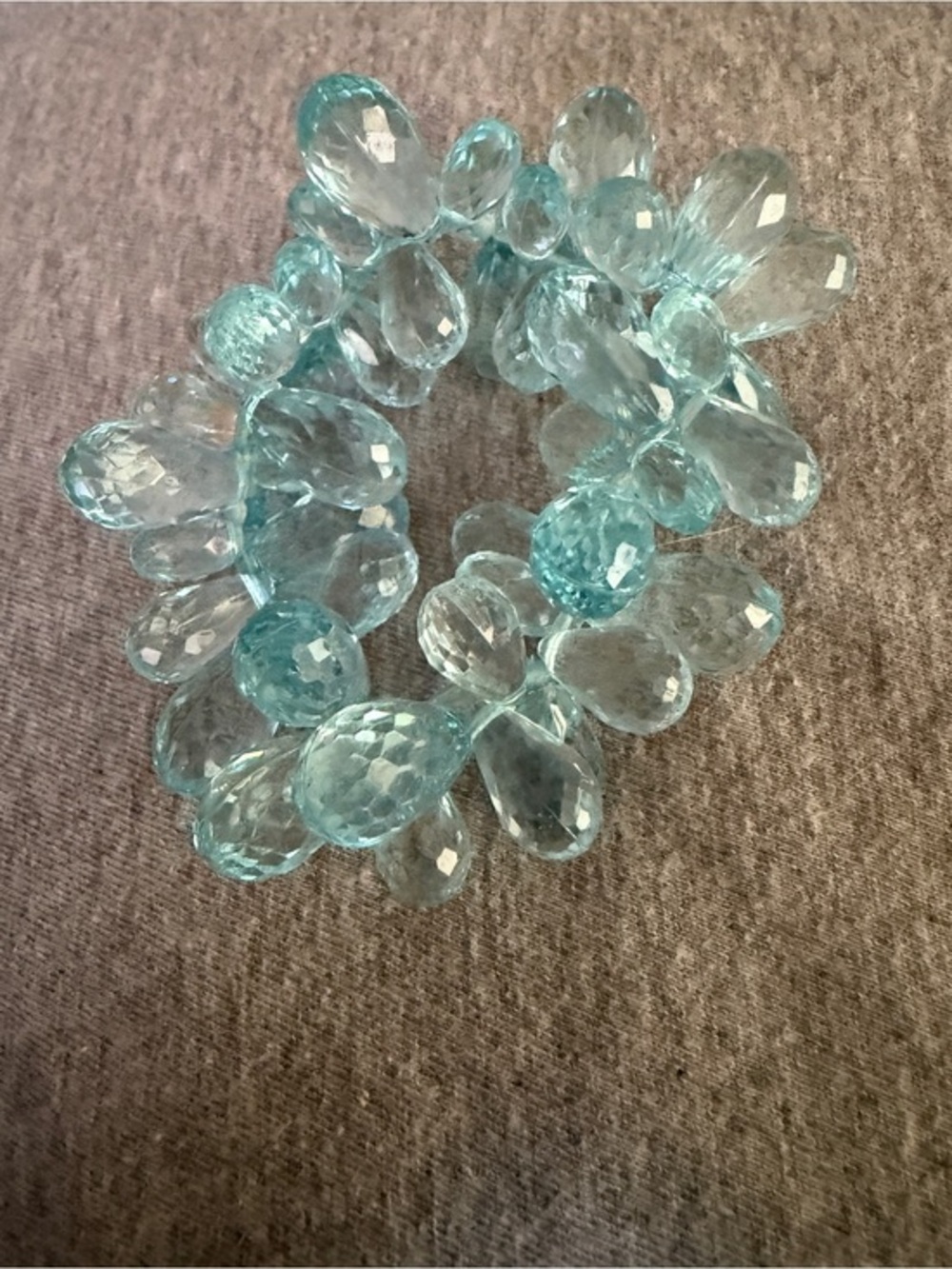 Aqua Faceted Teardrop Bead Stretch Bracelet